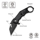CIVIVI Amaroq Flipper & Thumb Stud & Button Lock Knife Black Aluminum Handle (2.11" Black Stonewashed Nitro - V Blade) C24018 - 2
