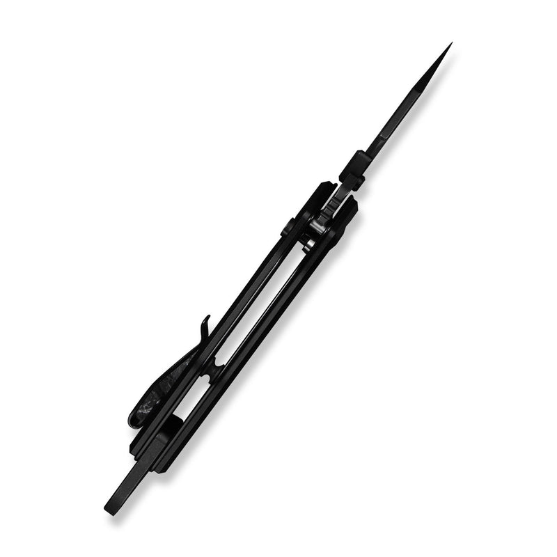 CIVIVI Amaroq Flipper & Thumb Stud & Button Lock Knife Black Aluminum Handle (2.11" Black Stonewashed Nitro - V Blade) C24018 - 2