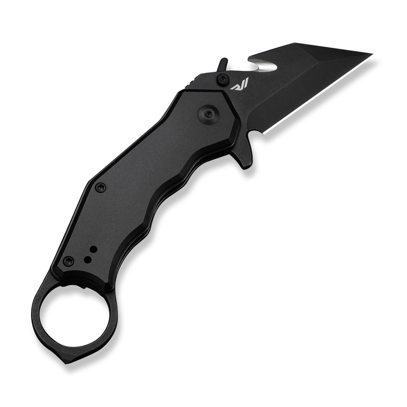 CIVIVI Amaroq Flipper & Thumb Stud & Button Lock Knife Black Aluminum Handle (2.11" Black Stonewashed Nitro - V Blade) C24018 - 2