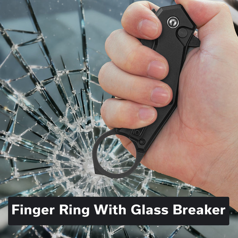 CIVIVI Amaroq Flipper & Thumb Stud & Button Lock Knife Black Aluminum Handle (2.11" Black Stonewashed Nitro - V Blade) C24018 - 2