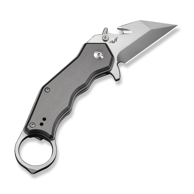 CIVIVI Amaroq Flipper & Thumb Stud & Button Lock Knife Gray Aluminum Handle (2.11" Satin Finished Nitro - V Blade) C24018 - 1