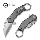 CIVIVI Amaroq Flipper & Thumb Stud & Button Lock Knife Gray Aluminum Handle (2.11" Satin Finished Nitro - V Blade) C24018 - 1