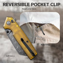 CIVIVI Amirite Flipper & Thumb Stud & Button Lock Knife Ultem Handle (3.48" Damascus Blade) C23028 - DS1 - CIVIVI
