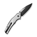 CIVIVI Aplomb Flipper & Thumb Stud Knife Satin & Black Aluminum Handle (3.39" Black Stonewashed Nitro - V Blade, Satin Flat) C25107 Sample1 - CIVIVI