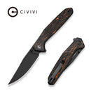 CIVIVI AristoFlick Flipper & Thumb Stud Knife Black & Orange G10 Handle (3.48" Black Stonewashed Nitro - V Blade) C24093 Sample1 - CIVIVI