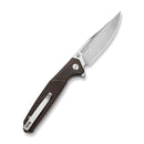 CIVIVI AristoFlick Flipper & Thumb Stud Knife Iron Wood Handle (3.48" Satin Finished Nitro - V Blade) C24093 Sample2 - CIVIVI