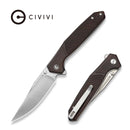 CIVIVI AristoFlick Flipper & Thumb Stud Knife Iron Wood Handle (3.48" Satin Finished Nitro - V Blade) C24093 Sample2 - CIVIVI