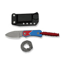 CIVIVI Baby Banter Fixed Blade - Jump Edition Red / White / Blue G10 Handle (2.39" Gray Stonewashed Nitro - V Blade) C23045A - 1, With 1PC Red Lanyard, Plain Bead Chain, Black Kydex Sheath & Clip - CIVIVI