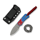 CIVIVI Baby Banter Fixed Blade - Jump Edition Red / White / Blue G10 Handle (2.39" Gray Stonewashed Nitro - V Blade) C23045A - 1, With 1PC Red Lanyard, Plain Bead Chain, Black Kydex Sheath & Clip - CIVIVI