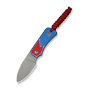CIVIVI Baby Banter Fixed Blade - Jump Edition Red / White / Blue G10 Handle (2.39" Gray Stonewashed Nitro - V Blade) C23045A - 1, With 1PC Red Lanyard, Plain Bead Chain, Black Kydex Sheath & Clip - CIVIVI