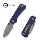 CIVIVI Baby Banter Slip Joint Thumb Stud Knife Blue G10 Handle (2.34" Gray Stonewashed Nitro - V Blade) C25066A - 1 - CIVIVI