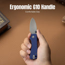 CIVIVI Baby Banter Slip Joint Thumb Stud Knife Blue G10 Handle (2.34" Gray Stonewashed Nitro-V Blade) C25066A-1 - CIVIVI