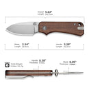 CIVIVI Baby Banter Slip Joint Thumb Stud Knife Guibourtia Wood Handle (2.34" Satin Finished Nitro-V Blade) C25066A-2 - CIVIVI