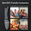 CIVIVI Baby Banter Thumb Stud Knife Carbon Fiber & G10 Handle (2.34" Damascus Blade) C19068S-DS1 - CIVIVI