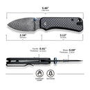 CIVIVI Baby Banter Thumb Stud Knife Carbon Fiber & G10 Handle (2.34" Damascus Blade) C19068S-DS1 - CIVIVI