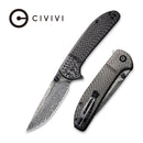 CIVIVI Badlands Vagabond Flipper & Thumb Stud Knife Carbon Fiber Handle (3.25" Damascus Blade) C2019DS - 1 - CIVIVI