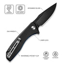 CIVIVI Baklash Flipper Knife G10 Handle (3.5" 9Cr18MoV Blade) C801H - CIVIVI