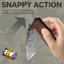 CIVIVI Bhaltair Flipper & Thumb Stud Knife Wood Handle (3.98" Damascus Blade) C23024 - DS1 - CIVIVI