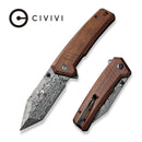 CIVIVI Bhaltair Flipper & Thumb Stud Knife Wood Handle (3.98" Damascus Blade) C23024 - DS1 - CIVIVI