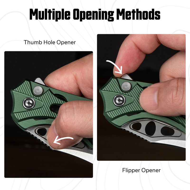 CIVIVI Biophase Flipper & Button Lock Knife Aluminum Handle (3.48" Nitro - V Blade) C23083 - 1