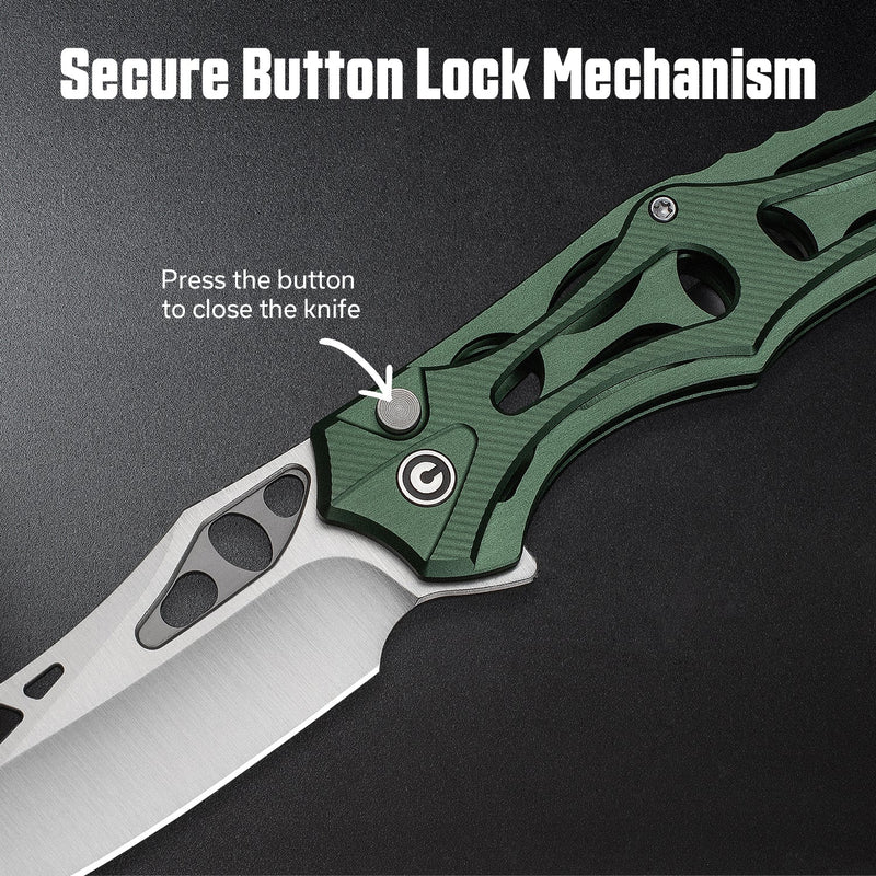 CIVIVI Biophase Flipper & Button Lock Knife Aluminum Handle (3.48" Nitro - V Blade) C23083 - 1