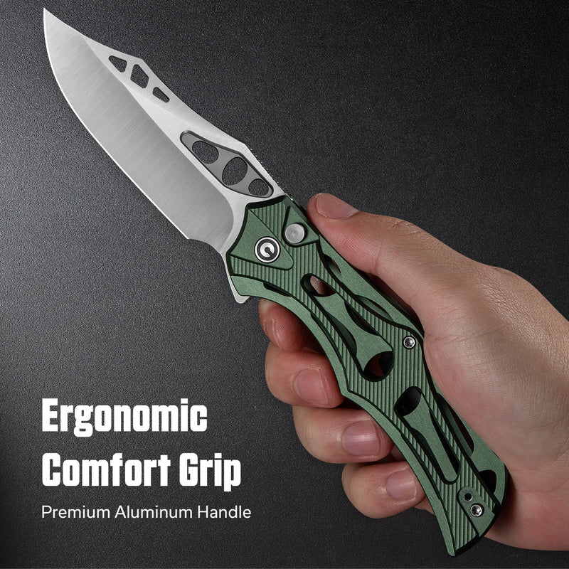 CIVIVI Biophase Flipper & Button Lock Knife Aluminum Handle (3.48" Nitro - V Blade) C23083 - 1
