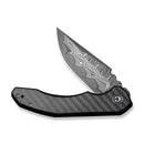 CIVIVI Bluetick Flipper Knife Carbon Fiber Overlay On Black G10 Handle (3.47" Damascus Blade) C23050 - DS2