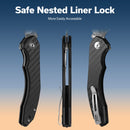 CIVIVI Bluetick Flipper Knife Carbon Fiber Overlay On Black G10 Handle (3.47" Damascus Blade) C23050 - DS2