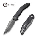 CIVIVI Bluetick Flipper Knife Carbon Fiber Overlay On Black G10 Handle (3.47" Damascus Blade) C23050 - DS2