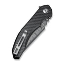 CIVIVI Bluetick Flipper Knife Carbon Fiber Overlay On Black G10 Handle (3.47" Damascus Blade) C23050 - DS2