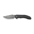 CIVIVI Bluetick Flipper Knife Carbon Fiber Overlay On Black G10 Handle (3.47" Damascus Blade) C23050 - DS2