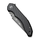 CIVIVI Bluetick Flipper Knife Carbon Fiber Overlay On Black G10 Handle (3.47" Damascus Blade) C23050 - DS2