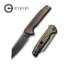 CIVIVI Brigand Flipper Knife Brass Handle (3.46" Damascus Blade) C909DS - 2 - CIVIVI