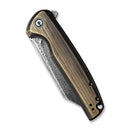 CIVIVI Brigand Flipper Knife Brass Handle (3.46" Damascus Blade) C909DS - 2 - CIVIVI