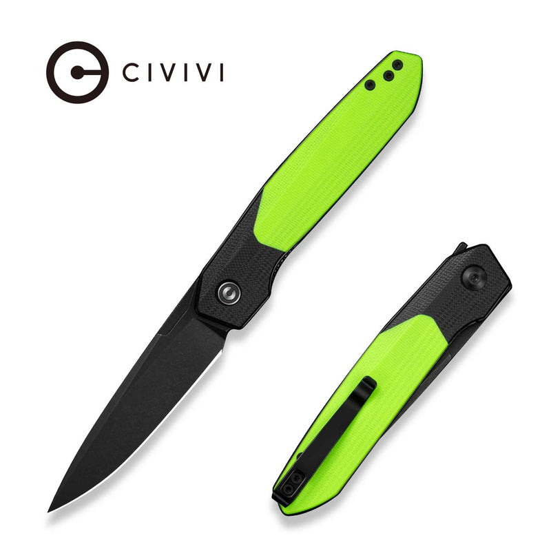 CIVIVI Brr15 Light Flipper Knife Black & Neon Green G10 Handle (3.2