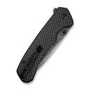 CIVIVI Button Lock Brazen Flipper & Thumb Stud Knife Twill Carbon Fiber Overlay On Black G10 Handle (3.46" Damascus Blade) C19059C - DS1