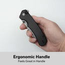 CIVIVI Button Lock Brazen Flipper & Thumb Stud Knife Twill Carbon Fiber Overlay On Black G10 Handle (3.46" Damascus Blade) C19059C - DS1