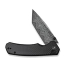 CIVIVI Button Lock Brazen Flipper & Thumb Stud Knife Twill Carbon Fiber Overlay On Black G10 Handle (3.46" Damascus Blade) C19059C - DS1