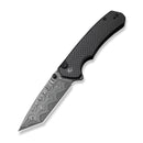 CIVIVI Button Lock Brazen Flipper & Thumb Stud Knife Twill Carbon Fiber Overlay On Black G10 Handle (3.46" Damascus Blade) C19059C - DS1