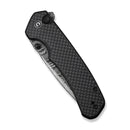 CIVIVI Button Lock Brazen Flipper & Thumb Stud Knife Twill Carbon Fiber Overlay On Black G10 Handle (3.46" Damascus Blade) C19059C - DS1