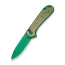 CIVIVI Button Lock Elementum II Flipper Knife Polished Yellow Ultem Handle (2.96" Green Painted Nitro - V Blade) C18062P - 2026 BS1 - CIVIVI
