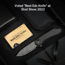 CIVIVI Button Lock Elementum II Flipper Knife Carbon Fiber & G10 Handle (2.96" Damascus Blade) C18062PB - DS1 - CIVIVI