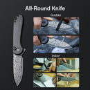 CIVIVI Button Lock Elementum II Flipper Knife Carbon Fiber & G10 Handle (2.96" Damascus Blade) C18062PB - DS1 - CIVIVI
