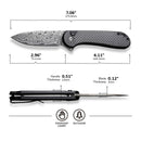 CIVIVI Button Lock Elementum II Flipper Knife Carbon Fiber & G10 Handle (2.96" Damascus Blade) C18062PB - DS1 - CIVIVI