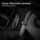 CIVIVI Button Lock Elementum II Flipper Knife Carbon Fiber & G10 Handle (2.96" Damascus Blade) C18062PB - DS1 - CIVIVI