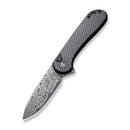 CIVIVI Button Lock Elementum II Flipper Knife Carbon Fiber & G10 Handle (2.96" Damascus Blade) C18062PB - DS1 - CIVIVI