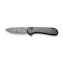 CIVIVI Button Lock Elementum II Flipper Knife Carbon Fiber & G10 Handle (2.96" Damascus Blade) C18062PB - DS1 - CIVIVI