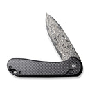 CIVIVI Button Lock Elementum II Flipper Knife Carbon Fiber & G10 Handle (2.96" Damascus Blade) C18062PB - DS1 - CIVIVI