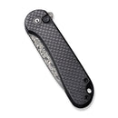 CIVIVI Button Lock Elementum II Flipper Knife Carbon Fiber & G10 Handle (2.96" Damascus Blade) C18062PB - DS1 - CIVIVI