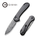 CIVIVI Button Lock Elementum II Flipper Knife Carbon Fiber & G10 Handle (2.96" Damascus Blade) C18062PB - DS1 - CIVIVI